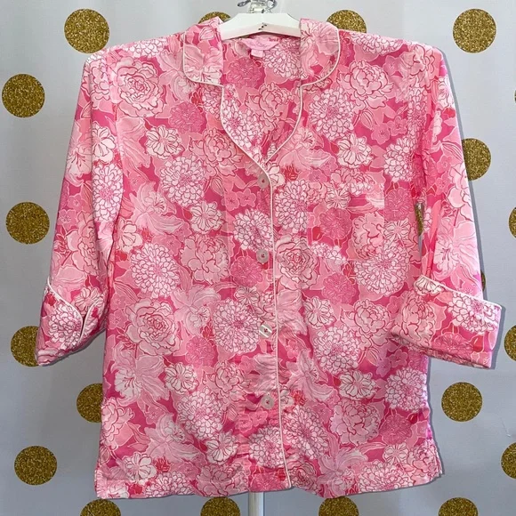 Extremely Rare Lilly Pulitzer Pajama Set in Pink Tropical Floral, Small - Picture 6 of 15